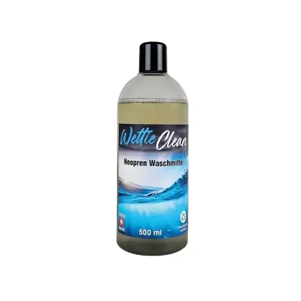 Neoprenwaschmittel WettieClean 1 x 500 ml. Beseitigt schlechte Gerüche, reinigt und pflegt den Wetsuit.